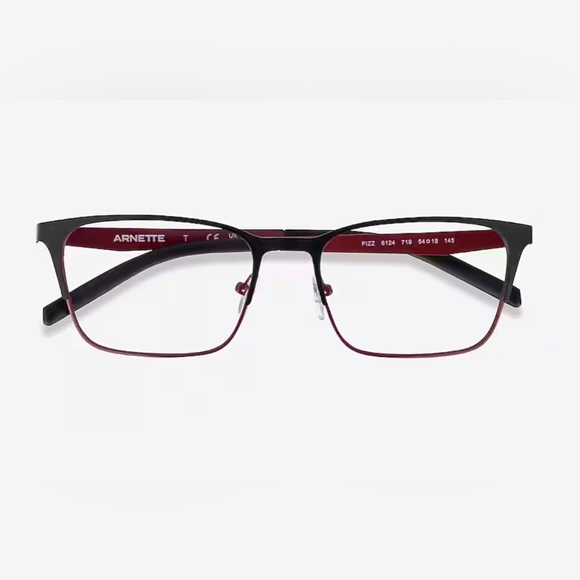 Arnette Men’s Black and Red Eyeglasses with Linear Metal Temples -Rx'able Frames - Picture 3 of 3